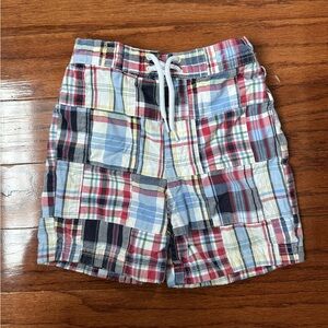 Janie and Jack Plaid Madras Swim Trunks
